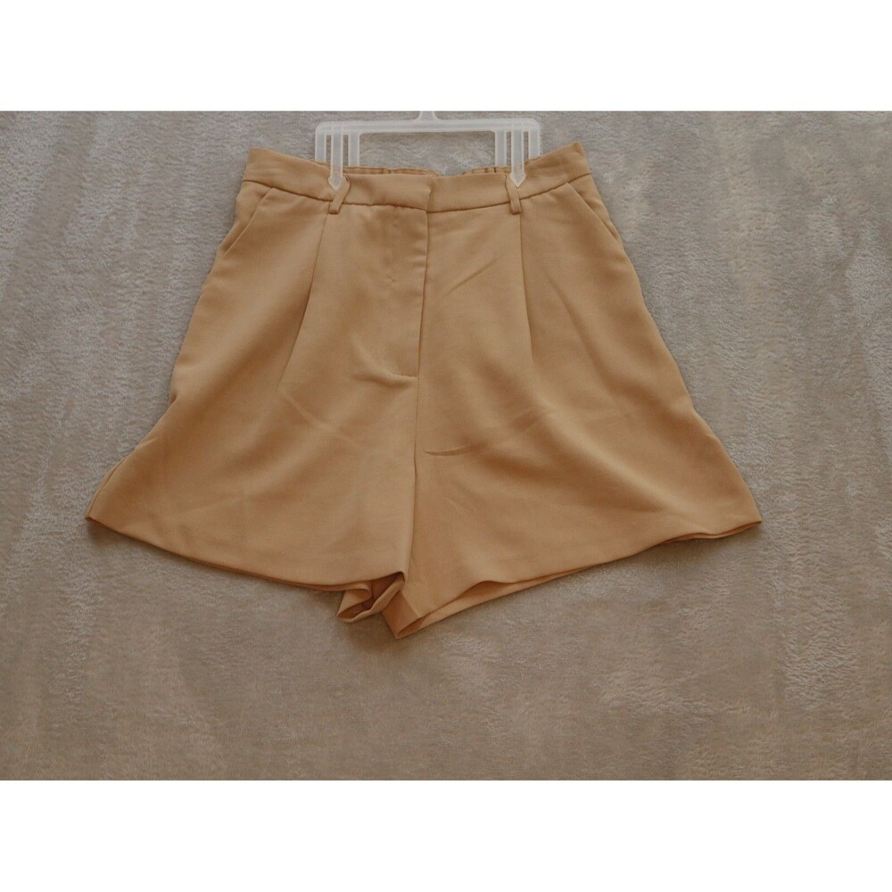 All in Favor Khaki Pleated High Waisted Shorts w/ Pockets Size Small
